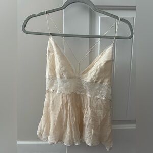 Cream and lace Diane von furstenberg boudoir vintage top size 10 silk DVF